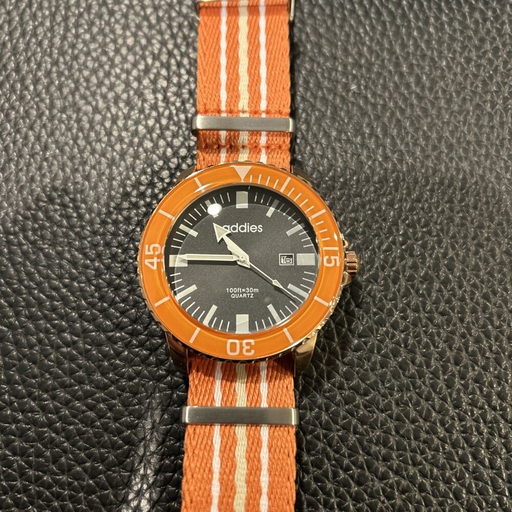 ADDIES 44mm Dive Style Quartz Watch with Nylon Strap MY-2306